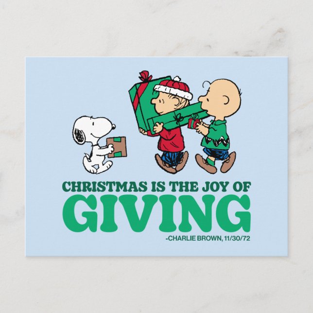 Peanuts | Christmas is the Joy of Giving Postcard (Front)