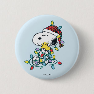 Peanuts   Christmas Love and Lights 2 Inch Round Button