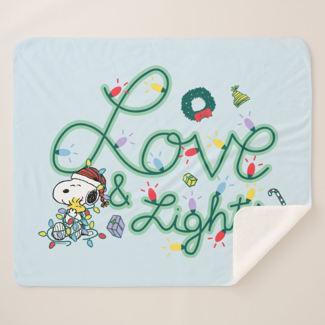 Peanuts | Christmas Love and Lights Sherpa Blanket (Front (Horizontal))
