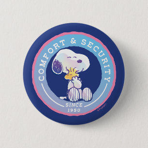 Peanuts   Comfort & Security Badge Blue 2 Inch Round Button