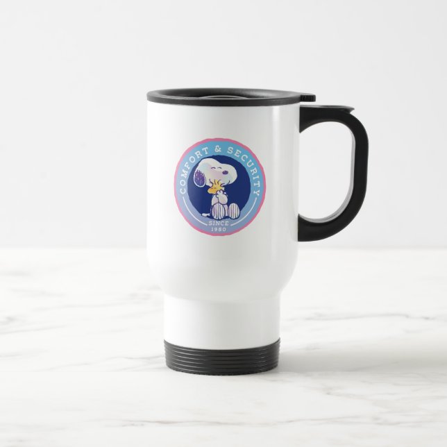 Peanuts | Comfort & Security Badge Blue Travel Mug (Right)