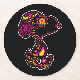 Peanuts   Decorated Day of the Dog Round Paper Coaster