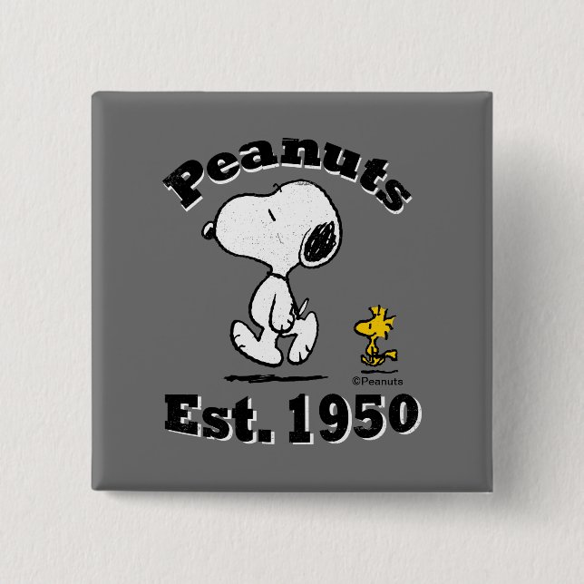 Peanuts Est. 1950 2 Inch Square Button (Front)