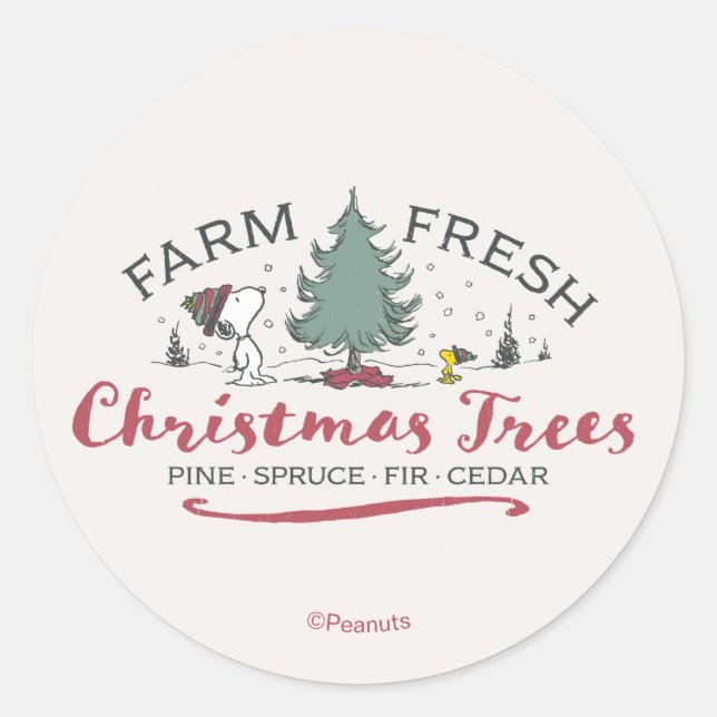Peanuts | Farm Fresh Christmas Trees Classic Round Sticker (Front)