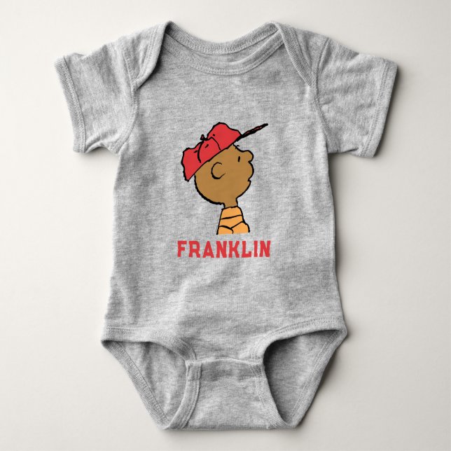 Peanuts | Franklin Baseball Cap Baby Bodysuit (Front)
