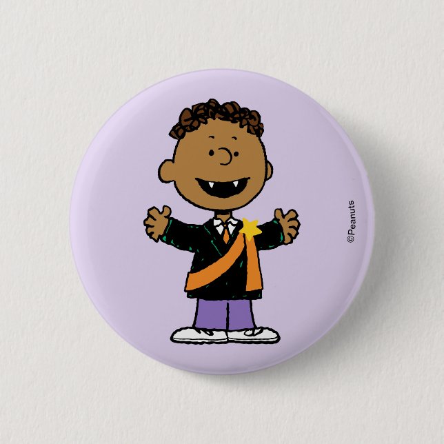Peanuts | Franklin Halloween Vampire 2 Inch Round Button (Front)