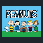 Peanuts Friends In A Row Poster<br><div class="desc">Check out Snoopy,  Charlie Brown,  Lucy,  Pigpen,  Schroeder,  and Peppermint Patty lined up in a row.</div>