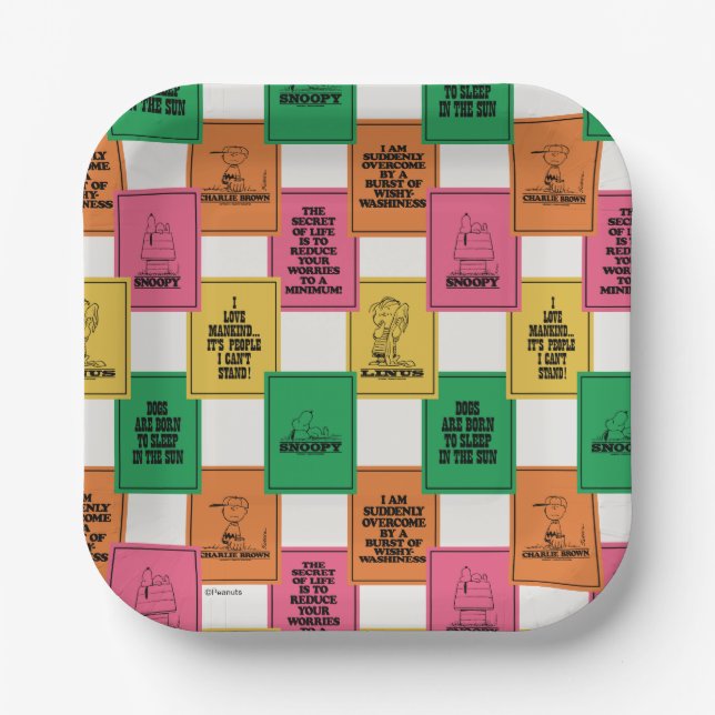 Peanuts | Fun Colorblock Pattern Paper Plate (Front)