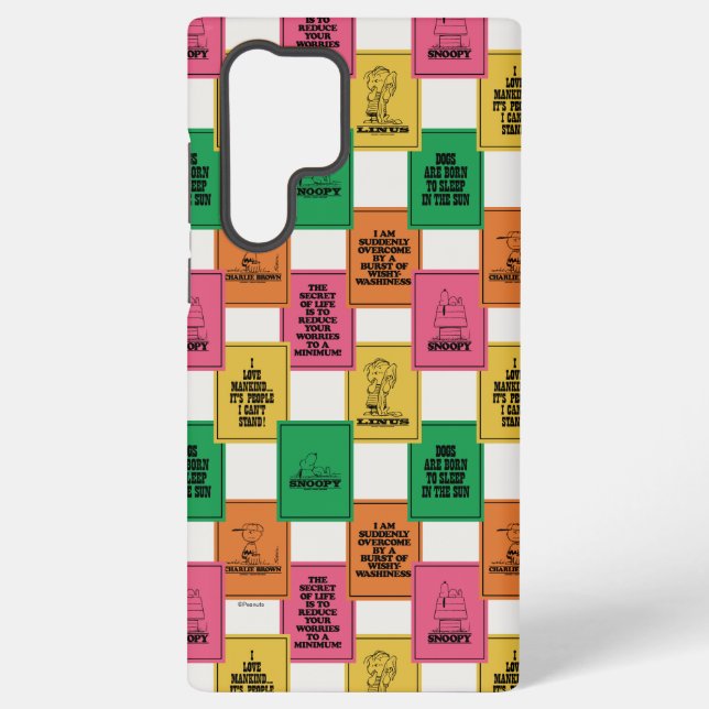 Peanuts | Fun Colorblock Pattern Samsung Galaxy S22 Ultra Case (Back)
