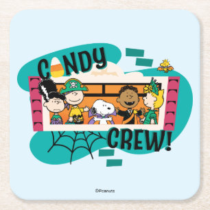 Peanuts Gang Candy Crew Halloween Square Paper Coaster