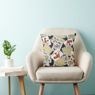 Peanuts Gang Card Deck Pattern Throw Pillow