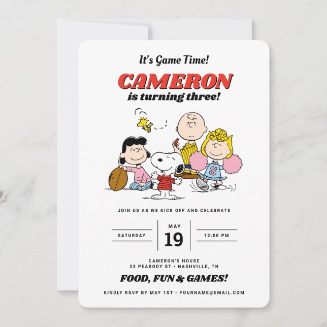 Peanuts Gang | Football Birthday Invitation (Front)