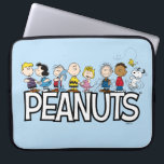 Peanuts Gang Group Lineup Laptop Sleeve<br><div class="desc">Check out this lineup of the Peanuts gang together,  featuring Schroeder and Lucy,  Linus with his blanket,  Charlie Brown and his sister Sally,  Pigpen,  Franklin watching Snoopy dance,  and Woodstock flying overhead.</div>