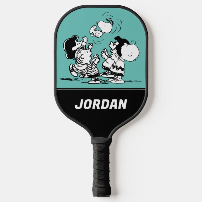 Peanuts Gang Lifting Snoopy | Add Your Name Pickleball Paddle (Front)