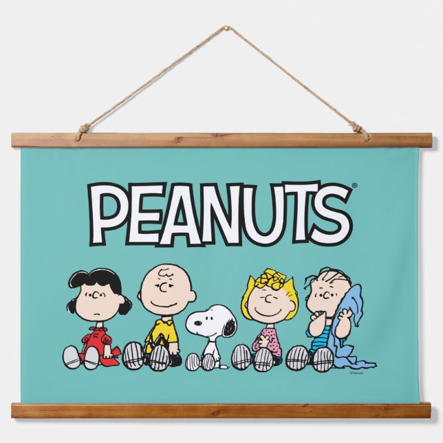 Peanuts Gang Sitting Together Hanging Tapestry (Front)