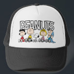 Peanuts Gang Sitting Together Trucker Hat<br><div class="desc">Check out Lucy, Charlie Brown, Snoopy, Sally, and Linus sitting together in a row.</div>