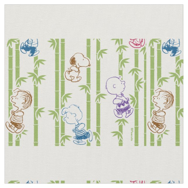 Peanuts Gang Sketch Print Bamboo Fabric (Close Up)