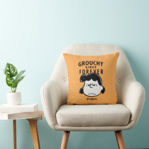 Peanuts   Grouchy Since Forever Lucy Throw Pillow