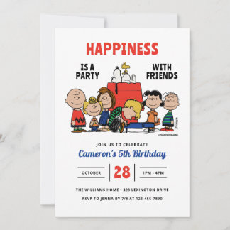Peanuts Happiness Is A Party Birthday Invitation