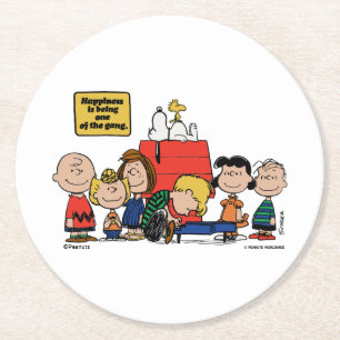 Peanuts   Happiness is Being One of the Gang Round Paper Coaster