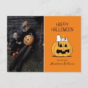 Peanuts Happy Halloween Snoopy & Jack O' Lantern Holiday Postcard