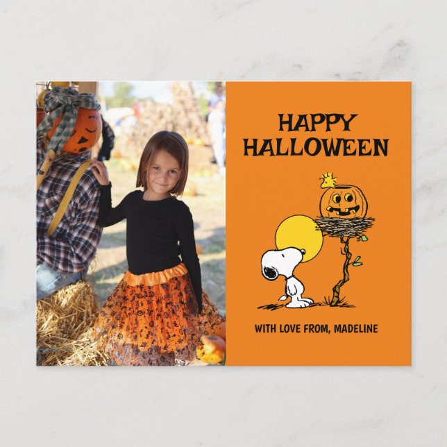 Peanuts | Happy Halloween Snoopy & Woodstock Holiday Postcard (Front)