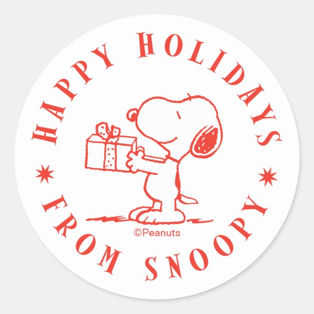 Peanuts | Happy Holidays from Snoopy Classic Round Sticker (Front)