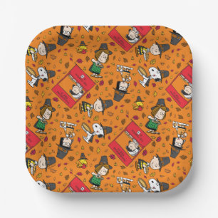 Peanuts   Happy Thanksgiving Pattern Paper Plate