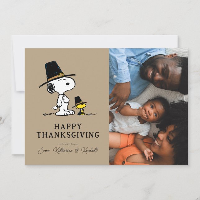 Peanuts | Happy Thanksgiving Pilgrims Holiday Card (Front)
