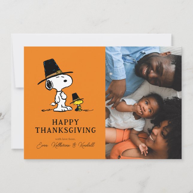 Peanuts | Happy Thanksgiving Pilgrims Holiday Card (Front)
