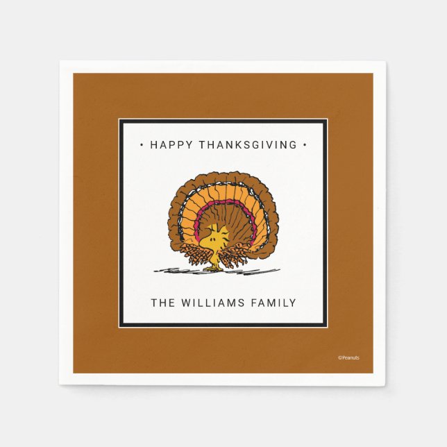 Peanuts | Happy Thanksgiving Woodstock Turkey Napkin (Front)