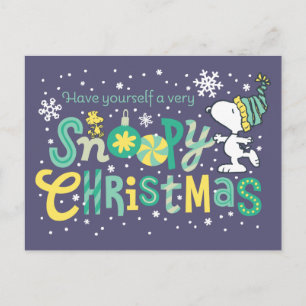 Peanuts Have Yourself A Very Snoopy Christmas Holiday Postcard