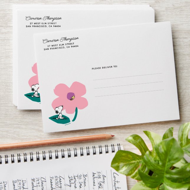 Peanuts | Illustrating Nature Pink Flower Envelope (Stacked)