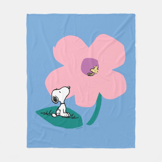Peanuts | Illustrating Nature Pink Flower Fleece Blanket (Front)