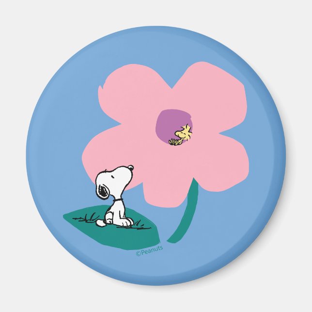 Peanuts | Illustrating Nature Pink Flower Magnet (Front)