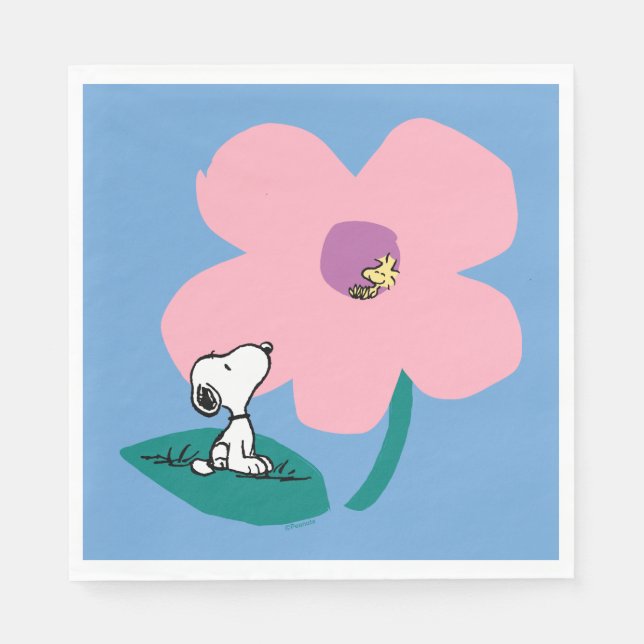 Peanuts | Illustrating Nature Pink Flower Napkin (Front)