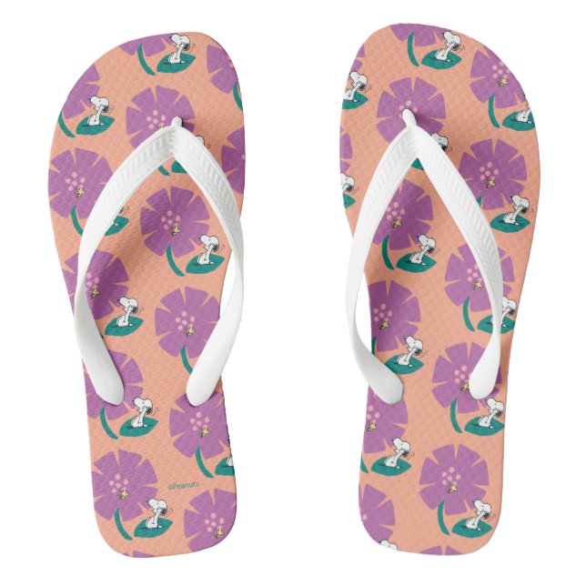 Peanuts | Illustrating Nature Purple Flower Flip Flops (Footbed)