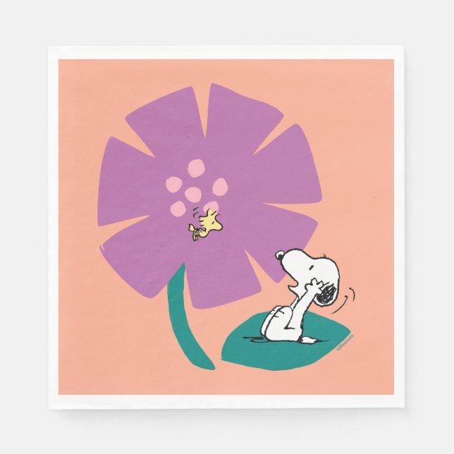 Peanuts | Illustrating Nature Purple Flower Napkin (Front)