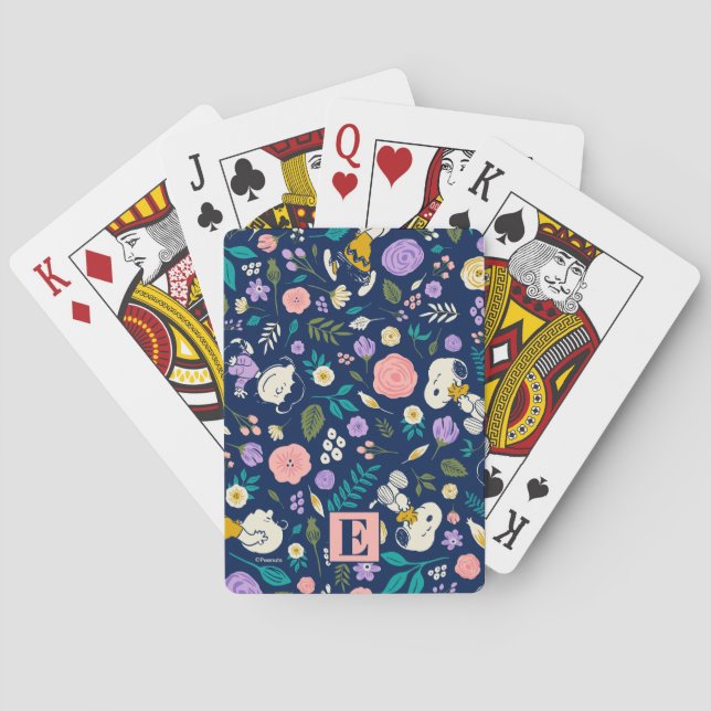 Peanuts In Bloom Pattern Playing Cards (Back)