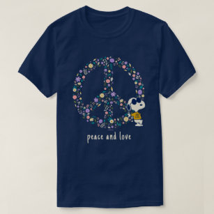 Peanuts In Bloom   Snoopy Peace Sign T-Shirt