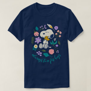 Peanuts In Bloom   Snoopy & Woodstock Flower Hug T-Shirt