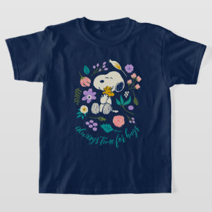 Peanuts In Bloom Snoopy & Woodstock Flower Hug T-Shirt