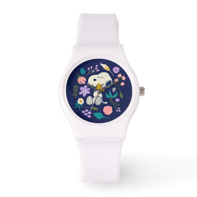Peanuts In Bloom | Snoopy & Woodstock Flower Hug Watch (Front)