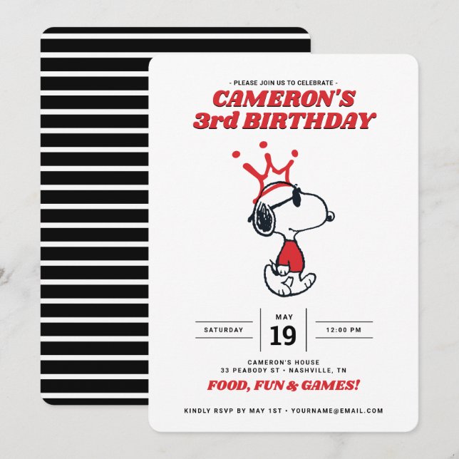Peanuts Joe Cool  Birthday Invitation (Front/Back)
