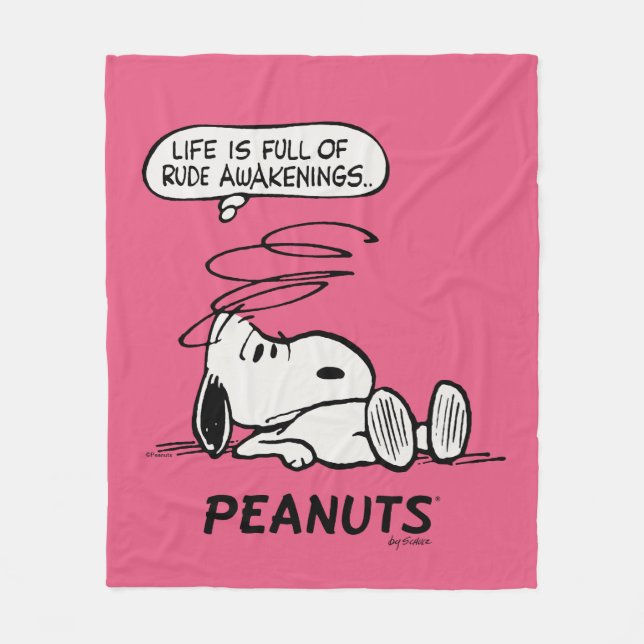 Peanuts | Life is Full of Rude Awakenings Fleece Blanket (Front)