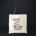 Peanuts | Life is Full of Rude Awakenings Tote Bag<br><div class="desc">Snoopy, the beloved beagle from the Peanuts comic strip, is known for his philosophical musings and witty observations about life. One of his famous quotes is "Life is a series of rude awakenings, " which encapsulates the idea that life often presents us with harsh realities and unexpected challenges that disrupt...</div>