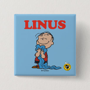 Peanuts   Linus Blanket Smile 2 Inch Square Button