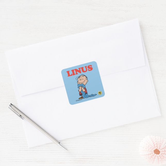 Peanuts | Linus Blanket Smile Square Sticker (Envelope)