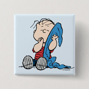 Peanuts   Linus & His Blanket 2 Inch Square Button