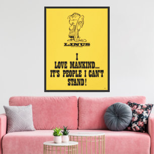 Peanuts Linus Loves Mankind Canvas Print